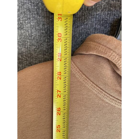 Nike Hoodie Mens Large Brown Tan Pullover Swoosh Embroidered Logo Sweatshirt - Picture 4 of 6